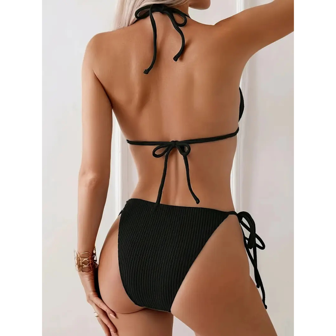 Ribbet Elegance Bikini-sæt
